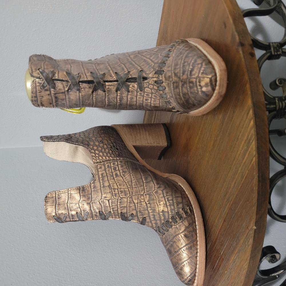 Bronze Croc-Embossed Ankle Boots (run small). Absolutely gorgeous!